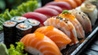 Asian seafood rice sushi fresh food Japanese healthy, generative ai