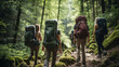 © Samvel - A group of friends is hiking through a lush forest trail
