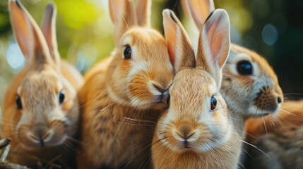 Wall Mural - Group of rabbits closeup