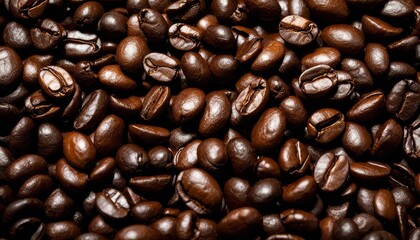 Poster - A pile of coffee beans in a brown color