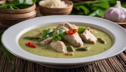 Poster - A bowl of soup with chicken, onions, and peppers