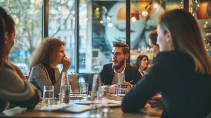 Poster - Business People Meeting Conference Discussion Corporate Concept in cafe