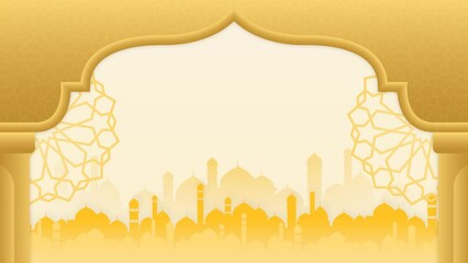 Wall Mural - islamic background animation video with luxury concept and elegant style golden mosque silhouette decoration use for ramadan kareem and eid mubarak and any islamic holidays celebration