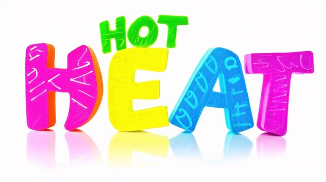 A colorful letters spelling out the word hot are placed on a white background, AI