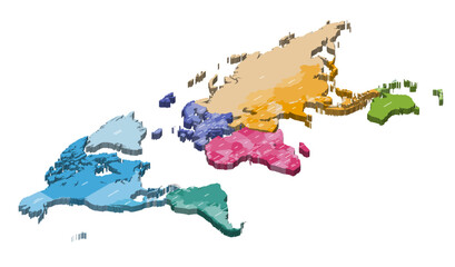 Wall Mural - world map isometric 3d vector illustration