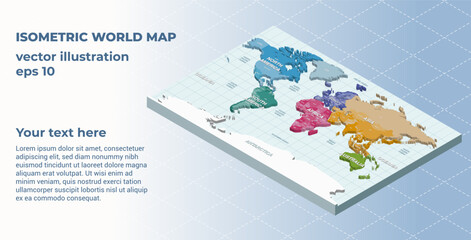 Wall Mural - world map isometric 3d vector illustration. template for your design