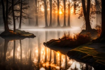 Wall Mural - sunrise in the forest