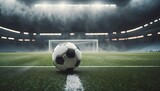 Fototapeta Sport - soccer ball in the stadium in the evening, lights and smoke