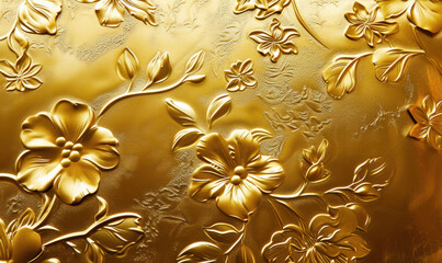 golden floral embossed texture