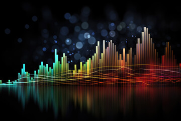 Poster - Financial chart on night city background