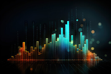 Poster - Financial chart on night city background