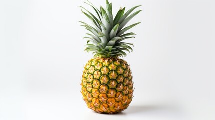 Ripe pineapple with leaves on a white stone. Exotic Fruits, food concepts.