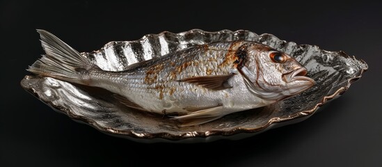 Wall Mural - Sumptuous Seabream on Shimmering Plate Makes for a Memorable Dinner Table Display