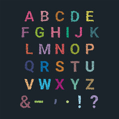 Fototapete - set of letters. Vector alphabet letters set, hand-drawn colorful script. Doodle illustration about school. Perfect for happy birthday design in childish style.