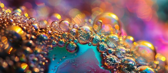 Canvas Print - Captivating Macrophotograph of Colorful Soap Bubbles - A Delightful Display of Macrophotograph, Colorful, Soap, Bubble Capture