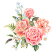 Watercolor bouquet of roses isolated 