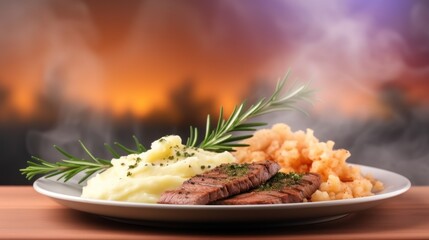 Poster - Grilled meat and mashed assortment UHD Wallpaper