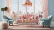 lounge with a cotton candy carnival theme