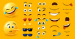 © WinWin - Emoji character kit. Custom emoticon constructor with different eyes and mouth shapes elements combinations for unique facial expression design