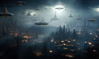Sci-fi alien planet, futuristic imagine of alien planet