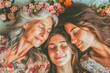 Moment that highlights the union between different generations of women, such as mother, daughter and grandmother, May, people concept, generative ai