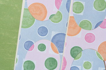 Wall Mural - abstract paper background featuring decorative scrapbooking paper with circles and oval cutouts