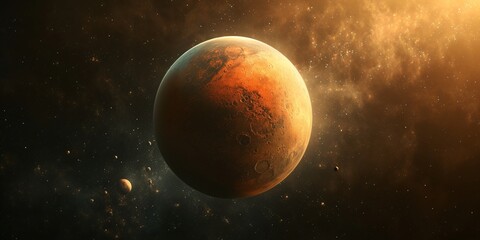 3d rendering of an exoplanet resembling mars, representing astronomy and scientific ideas, set again