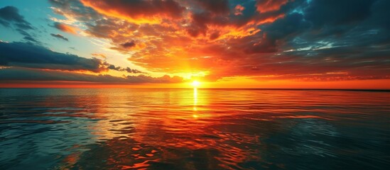 Canvas Print - Captivating Sunset: A Breathtaking Display of Nature's Majestic Sunset Reflections, Immersing You in the Serene Beauty of the Sunset-Nature Harmony