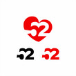 Unique number 52 logo design with a heart concept.