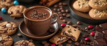 Indulge In A Cup Of Decadent Coffee, Chocolate, And Candy With A Side Of Delicious Cookies