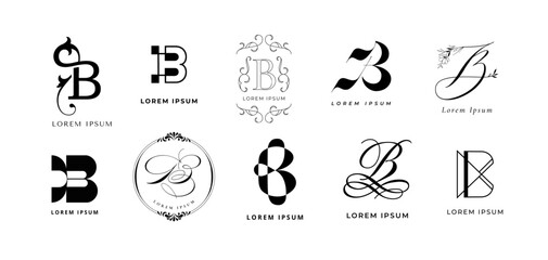Poster - creative b emblem. letter b monogram for beauty, books, beach and butterfly branding template vector
