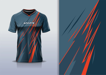 Wall Mural - Sport jersey design template mockup stripe line racing for football soccer, running, esports, gray orange color 