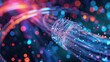 Fiber optics in blue, close up with bokeh. AI generated illustration