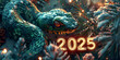 A dragon with a red eyes and a green, 2025, New Year, new year concept, 
