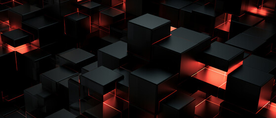 Wall Mural - Futuristic Cubes with Neon Edges