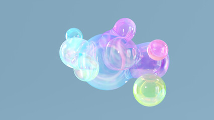 Aufkleber - Abstract floating circles with space on a bright pastel-colored background. a 3D-colored sphere with a color spectrum. Template for a sleek, contemporary gradient. 3D rendering. 