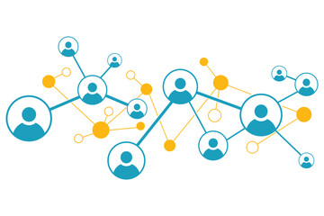 the connection of business team, the network of internet, web connected with the dot, the social media sign for communication