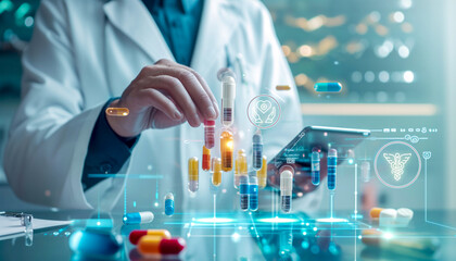 scientist working in laboratory. science and medicine. branches of science that treat human beings w