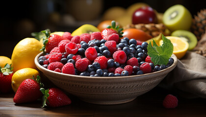 Wall Mural - Freshness of summer healthy eating with juicy berry fruit generated by AI