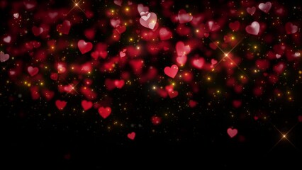 Wall Mural - falling red hearts love background loop