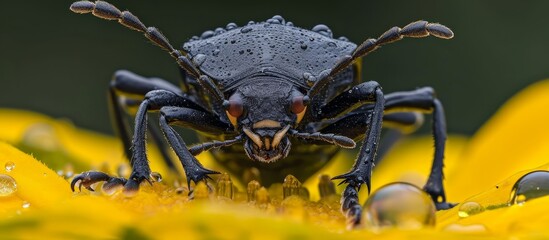 Sticker - Stunning Macro Shots of the Black Stinkbug - Revealing the Intricate Details of this Fascinating Bug