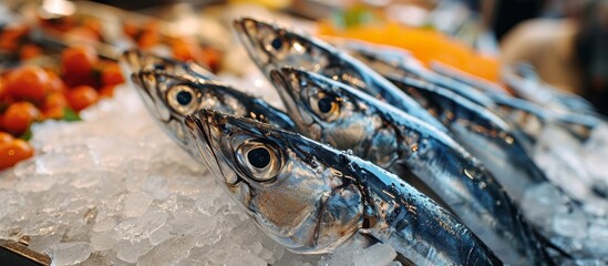 Canvas Print - Gorgeous Saltwater Sardine Fish at Vibrant Market - A Stunning Splash of Sardine, Fish, and Saltwater