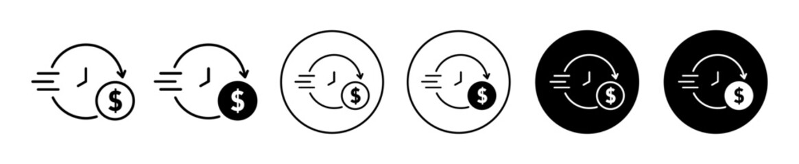 Fototapete - time is money vector icon set collection. time is money outline flat icon.