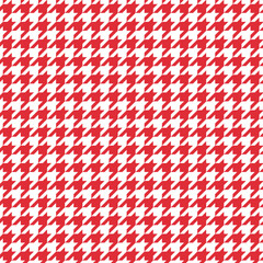 Wall Mural - Houndstooth pattern in red and white.Seamless pattern dogstooth geometric check plaid vector background. Repeat pattern graphic illustration.