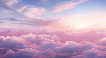 Wall Mural - pink sky with many clouds