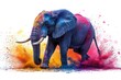 Joyful elephant in Happy Holi background with vibrant colors