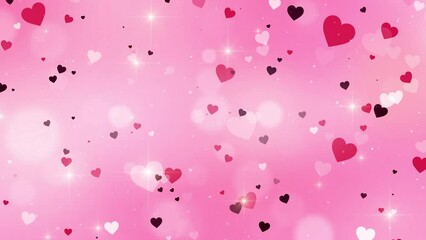 Wall Mural - floating pink hearts shape background video
