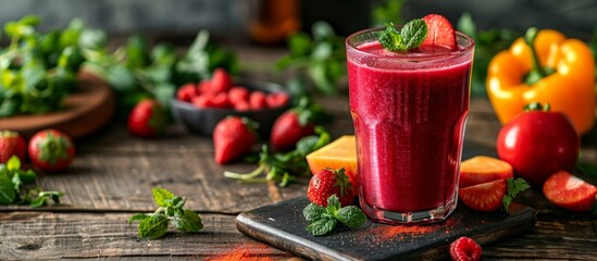 Canvas Print - Refreshing Glass of Freshly Pressed Juice Filled with the Perfect Blend of Vibrant Flavors