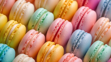 Wall Mural - colorful macarons arrangment close-up, wallpaper, texture, pattern or background