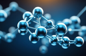 the texture of an atomic biological molecule. chemicals, molecular structure and a blue spherical mo